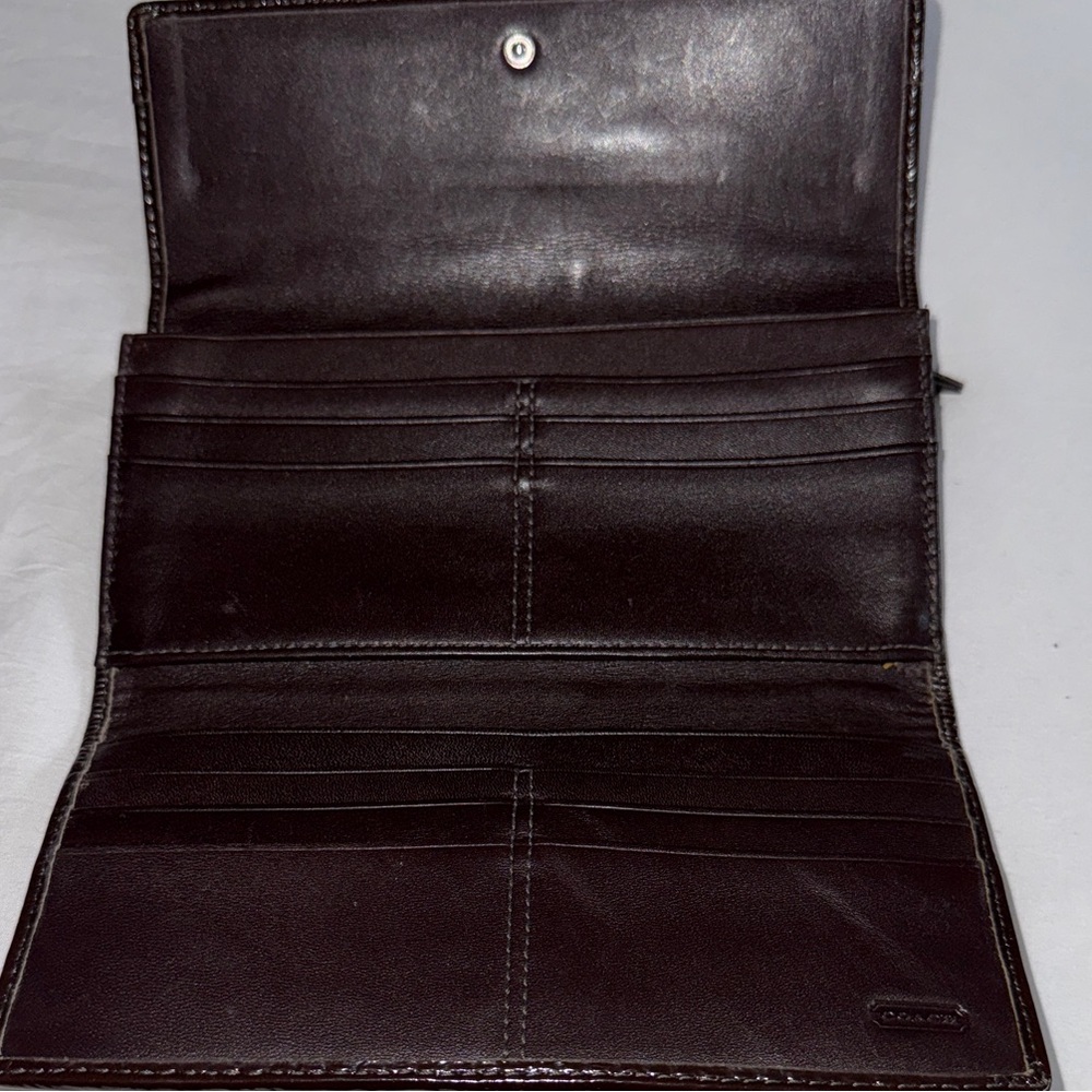 Coach Dark Brown Signature Clutch - Picture 2 of 3